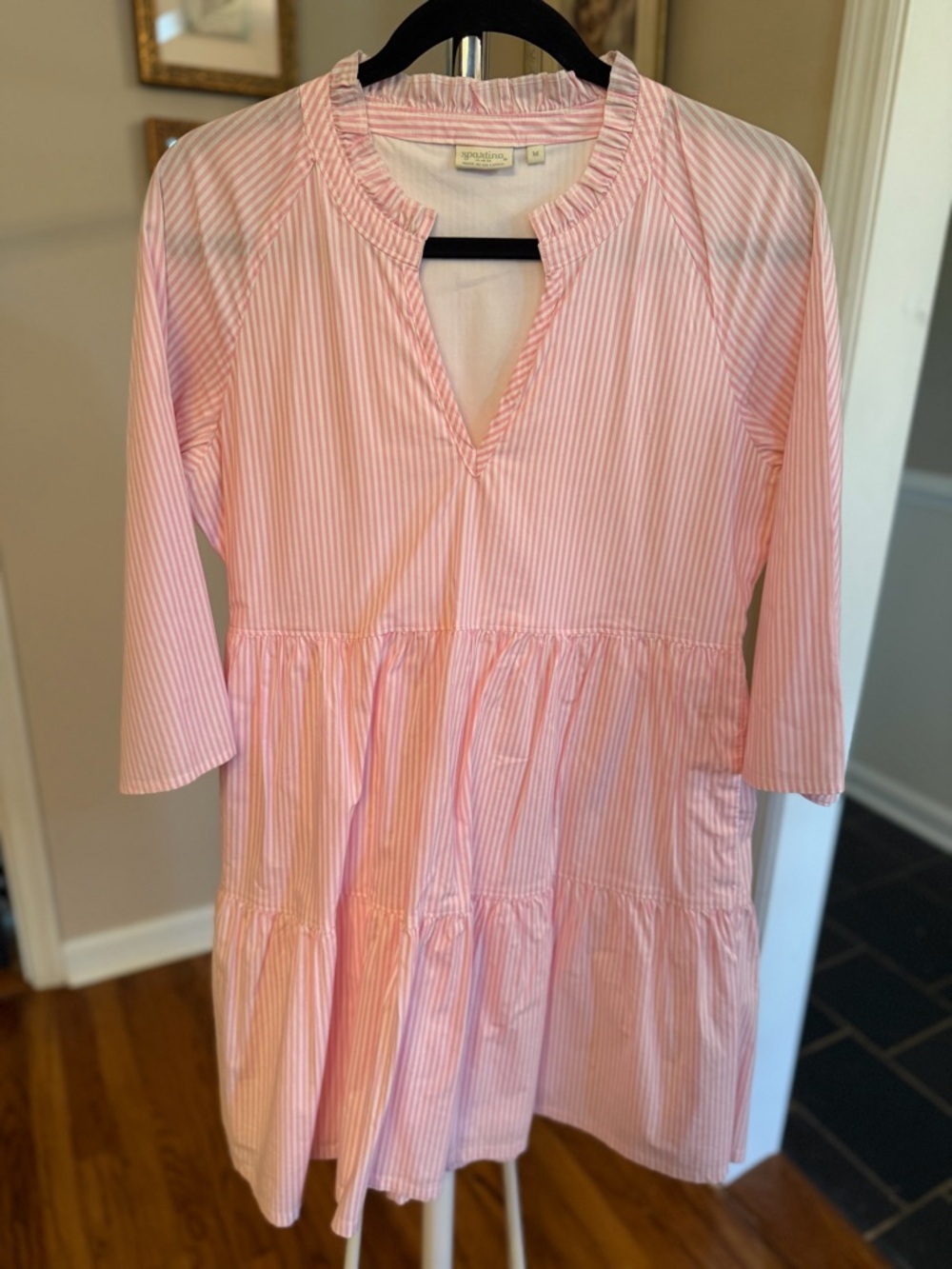 Spartina 449 Pink Striped Tiered Dress w/Pockets